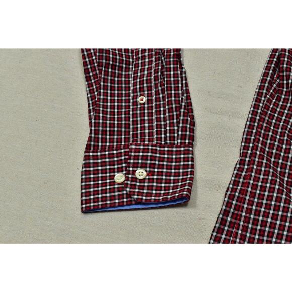 Izod Men's Red Gingham Wrinkle Free Stretch Long Sleeve Button Shirt Size L - Picture 5 of 8